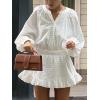 image:imageCHARTOU Women Summer Mini Dress Smocked Waisted Chic Embroidery Cotton Bottom Down Shirt DressWhite