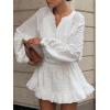 image:imageCHARTOU Women Summer Mini Dress Smocked Waisted Chic Embroidery Cotton Bottom Down Shirt DressWhite