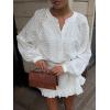 image:imageCHARTOU Women Summer Mini Dress Smocked Waisted Chic Embroidery Cotton Bottom Down Shirt DressWhite