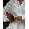 image:imageCHARTOU Women Summer Mini Dress Smocked Waisted Chic Embroidery Cotton Bottom Down Shirt DressWhite
