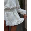 image:imageCHARTOU Women Summer Mini Dress Smocked Waisted Chic Embroidery Cotton Bottom Down Shirt DressWhite
