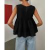 image:imageCHARTOU Women Summer Sleeveless Pleated Tank Shirt Crew Neck Back Button Ruffle Peplum Badydoll TopBlack