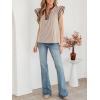 image:imageCHARTOU Women Summer Stripes Shirt Casual Loose V Neck Flutter Short Sleeve Blouse Color Block Tunic TopBrown