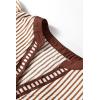image:imageCHARTOU Women Summer Stripes Shirt Casual Loose V Neck Flutter Short Sleeve Blouse Color Block Tunic TopBrown