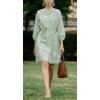 image:imageCHARTOU Women Summer Sundress Half Sleeve Dress Button Down Shirt Embroidery Lace Eyelet Tunic Dress with BeltGreen