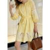 image:imageCHARTOU Women Summer Sundress Half Sleeve Dress Button Down Shirt Embroidery Lace Eyelet Tunic Dress with BeltYellow