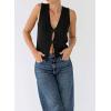 image:imageCHARTOU Women Tie Front Knit Vest Top Crochet Sweater Vest Shirt V Neck Knitted Tank Sleeveless Vest Y2k StreetwearBlack
