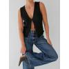 image:imageCHARTOU Women Tie Front Knit Vest Top Crochet Sweater Vest Shirt V Neck Knitted Tank Sleeveless Vest Y2k StreetwearBlack