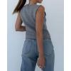 image:imageCHARTOU Women Tie Front Knit Vest Top Crochet Sweater Vest Shirt V Neck Knitted Tank Sleeveless Vest Y2k StreetwearGrey