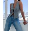 image:imageCHARTOU Women Tie Front Knit Vest Top Crochet Sweater Vest Shirt V Neck Knitted Tank Sleeveless Vest Y2k StreetwearGrey