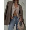image:imageCHARTOU Women Tie Front Knit Vest Top Crochet Sweater Vest Shirt V Neck Knitted Tank Sleeveless Vest Y2k StreetwearOatmeal