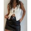 image:imageCHARTOU Women Tie Front Knit Vest Top Crochet Sweater Vest Shirt V Neck Knitted Tank Sleeveless Vest Y2k StreetwearWhite