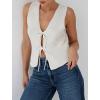image:imageCHARTOU Women Tie Front Knit Vest Top Crochet Sweater Vest Shirt V Neck Knitted Tank Sleeveless Vest Y2k StreetwearWhite