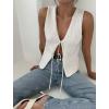 image:imageCHARTOU Women Tie Front Knit Vest Top Crochet Sweater Vest Shirt V Neck Knitted Tank Sleeveless Vest Y2k StreetwearWhite