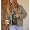 image:imageCHARTOU Women Vintage Quilted Puffer Jacket Coat Winter Oversized Stand Collared Zipper Up Outwear ShacketBrown