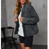 image:imageCHARTOU Women Vintage Quilted Puffer Jacket Coat Winter Oversized Stand Collared Zipper Up Outwear ShacketDark Grey