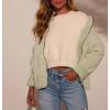 image:imageCHARTOU Women Vintage Quilted Puffer Jacket Coat Winter Oversized Stand Collared Zipper Up Outwear ShacketGreen