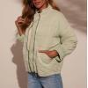 image:imageCHARTOU Women Vintage Quilted Puffer Jacket Coat Winter Oversized Stand Collared Zipper Up Outwear ShacketGreen