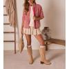 image:imageCHARTOU Women Vintage Quilted Puffer Jacket Coat Winter Oversized Stand Collared Zipper Up Outwear ShacketPink