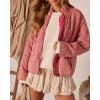image:imageCHARTOU Women Vintage Quilted Puffer Jacket Coat Winter Oversized Stand Collared Zipper Up Outwear ShacketPink