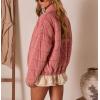 image:imageCHARTOU Women Vintage Quilted Puffer Jacket Coat Winter Oversized Stand Collared Zipper Up Outwear ShacketPink