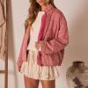 image:imageCHARTOU Women Vintage Quilted Puffer Jacket Coat Winter Oversized Stand Collared Zipper Up Outwear ShacketPink