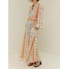 image:imageCHARTOU Womens Button Down Linen Maxi Shirt Dress Long Sleeve Tropical Floral Print Flowy Dresses with BeltOrange