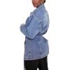 image:imageCHARTOU Womens Chic Lapel Collar Belted Button Down Washed Midi Denim Jacket TopsBlue