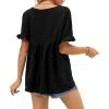 image:imageCHARTOU Womens Dressy V Neck Ruffle Babydoll Shirt Blouse Tops Flounce Tunic T ShirtBlack