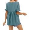 image:imageCHARTOU Womens Dressy V Neck Ruffle Babydoll Shirt Blouse Tops Flounce Tunic T ShirtBlue