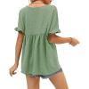 image:imageCHARTOU Womens Dressy V Neck Ruffle Babydoll Shirt Blouse Tops Flounce Tunic T ShirtGreen