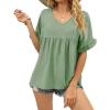 image:imageCHARTOU Womens Dressy V Neck Ruffle Babydoll Shirt Blouse Tops Flounce Tunic T ShirtGreen
