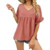 image:imageCHARTOU Womens Dressy V Neck Ruffle Babydoll Shirt Blouse Tops Flounce Tunic T ShirtPink