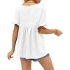 image:imageCHARTOU Womens Dressy V Neck Ruffle Babydoll Shirt Blouse Tops Flounce Tunic T ShirtWhite