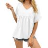 image:imageCHARTOU Womens Dressy V Neck Ruffle Babydoll Shirt Blouse Tops Flounce Tunic T ShirtWhite