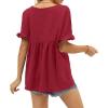 image:imageCHARTOU Womens Dressy V Neck Ruffle Babydoll Shirt Blouse Tops Flounce Tunic T ShirtWine Red