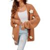 image:imageCHARTOU Womens Kawaii 3D Floral Applique Open Front Cardigan Sweater Y2k KnitwearCamel