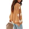 image:imageCHARTOU Womens Kawaii 3D Floral Applique Open Front Cardigan Sweater Y2k KnitwearCamel