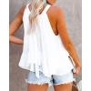 image:imageCHARTOU Womens Summer Halter Neck Smocked Sleeveless Irregular Ruffled Blouse Tank ShirtPink