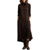 image:imageCHARTOU Maxi Dresses for Women 2025 Long Sleeve T Shirt Dress Long Flowy Turtle High Neck Dress with PocketsBrown