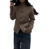 image:imageCHARTOU Short Winter Wool Coats for Women Slim Fit Button Down Pea Coat Blazer Wool JacketMocha