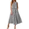 image:imageCHARTOU Summer Skirt Sets Women 2 Piece Outfits Striped Crop Tank Top Midi Dress Travel Matching Set VacationBlack