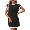 image:imageCHARTOU Summer T Shirt Dress for Women Color Block Casual Short Sleeve Tunic Short SundressBlack