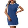image:imageCHARTOU Summer T Shirt Dress for Women Color Block Casual Short Sleeve Tunic Short SundressBlue