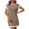 image:imageCHARTOU Summer T Shirt Dress for Women Color Block Casual Short Sleeve Tunic Short SundressKhaki