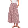 image:imageCHARTOU Women Casual Stripe Skirt Back Elastic Waist Long Flowy A Line Skirt with PocketsRed