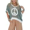 image:imageCHARTOU Women Chunky Cable Knit Sweater Vest Color Contrast Hollow Out Half Sleeve Pullover Tank TopsLight Blue