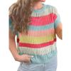 image:imageCHARTOU Women Color Block Striped Tank Top Crewneck Cap Short Sleeve Knitted Pullover SweaterMuticolor