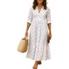 image:imageCHARTOU Women Flowy Long Sleeve Maxi Shirt Dress Casual Loose Tunic Summer Boho Cotton Shift DressWhite
