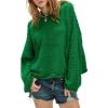 image:imageCHARTOU Women Lightweight Hoodies Knitted Sweatshirt Oversized Fall Fashion Pullover Sweater TopsGreen
